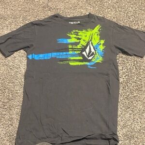 Volcom Men's Black Tee with Blue and Green Graphic